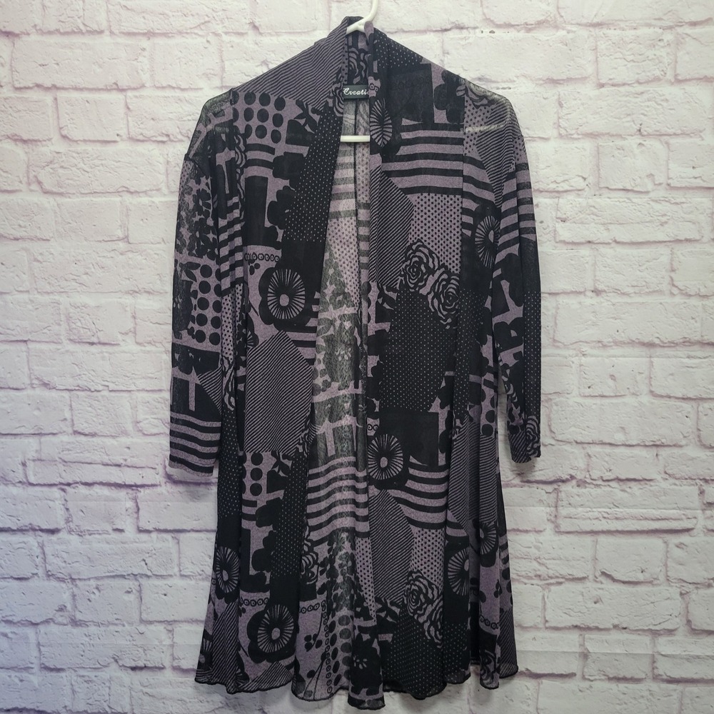 Creation Mixed Pattern Duster Cardigan Size XXL Sheer Dark Fairy Boho Whimsigoth